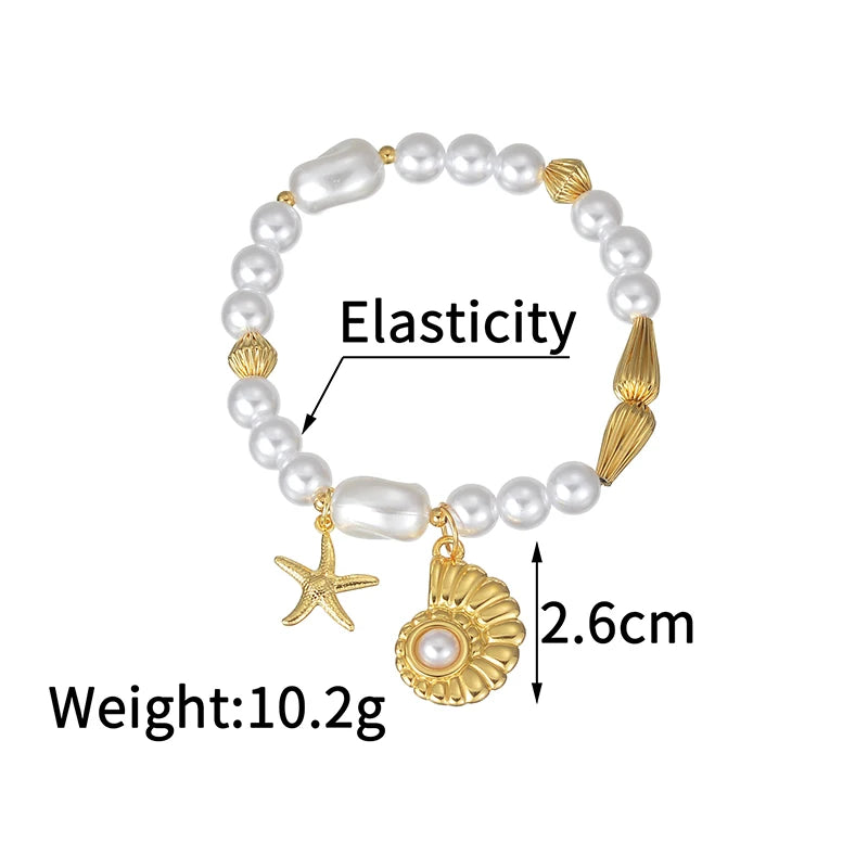 Bracelet coquillage acier doré femme
