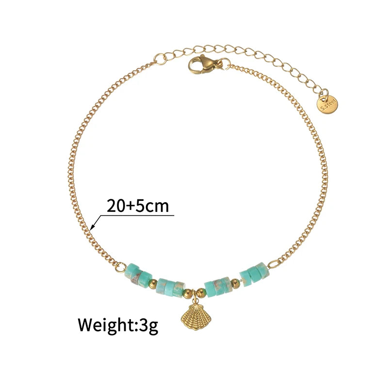 Bracelet coquillage acier doré femme