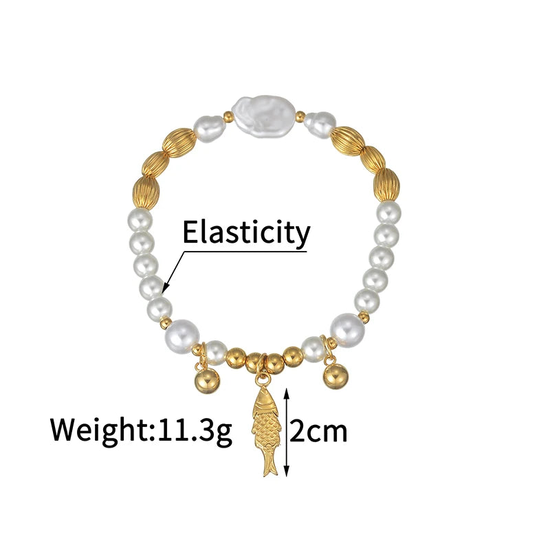 Bracelet coquillage acier doré femme