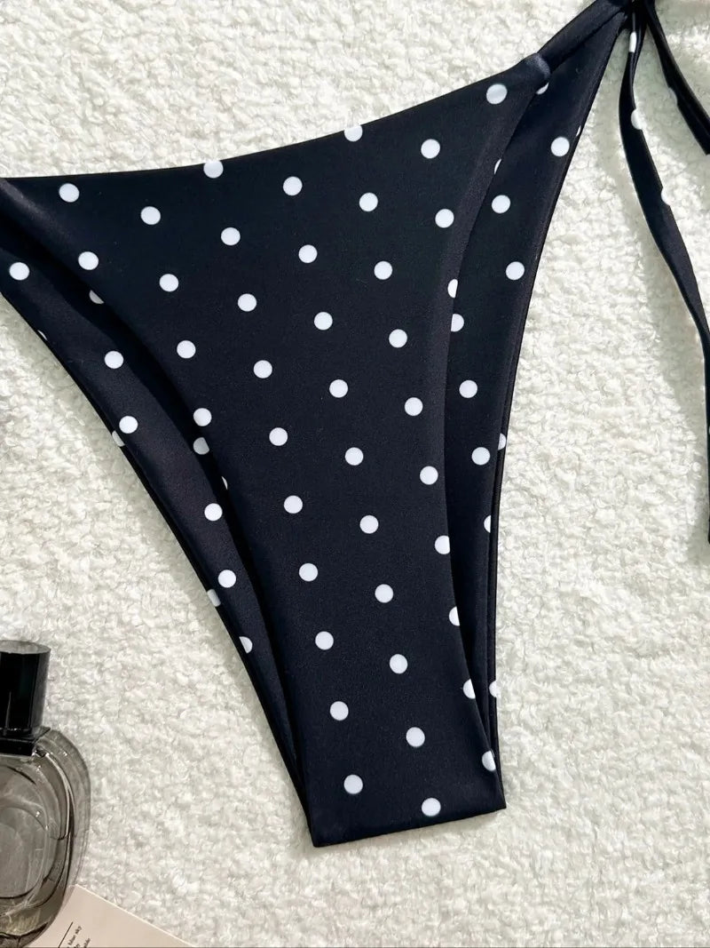 Bikini pois noir blanc femme