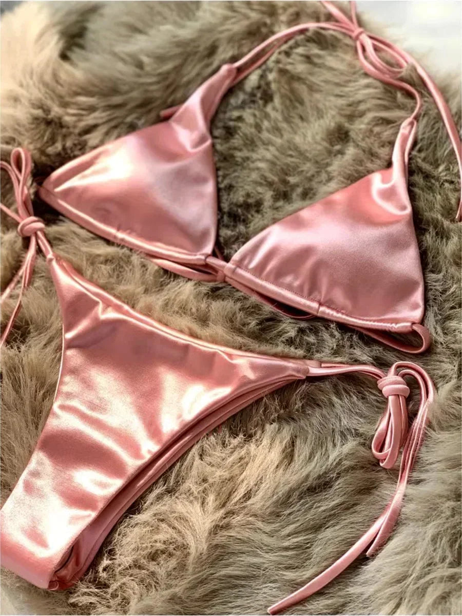Bikini satin brésilien femme