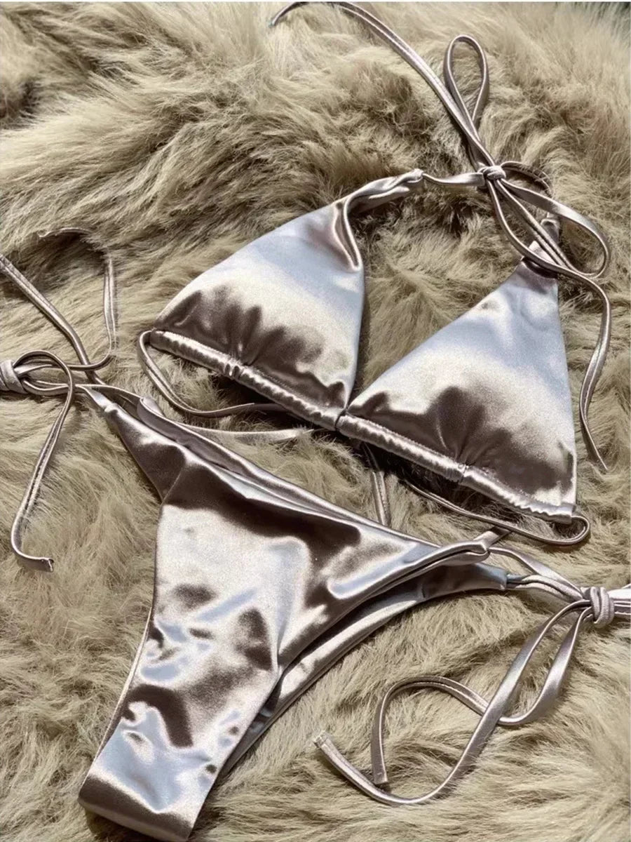 Bikini satin brésilien femme