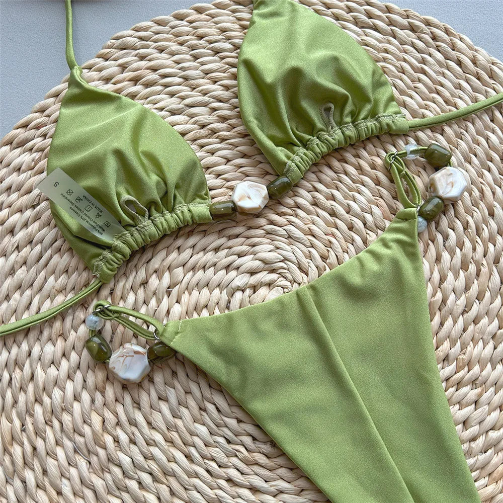 Bikini triangle vert femme