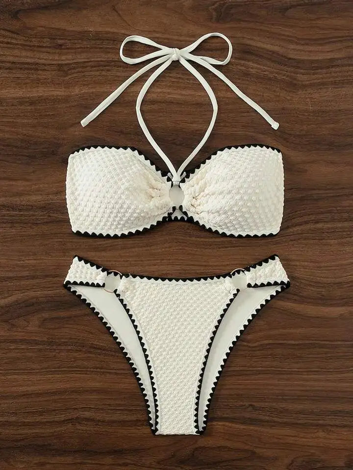 Bikini bandeau blanc femme