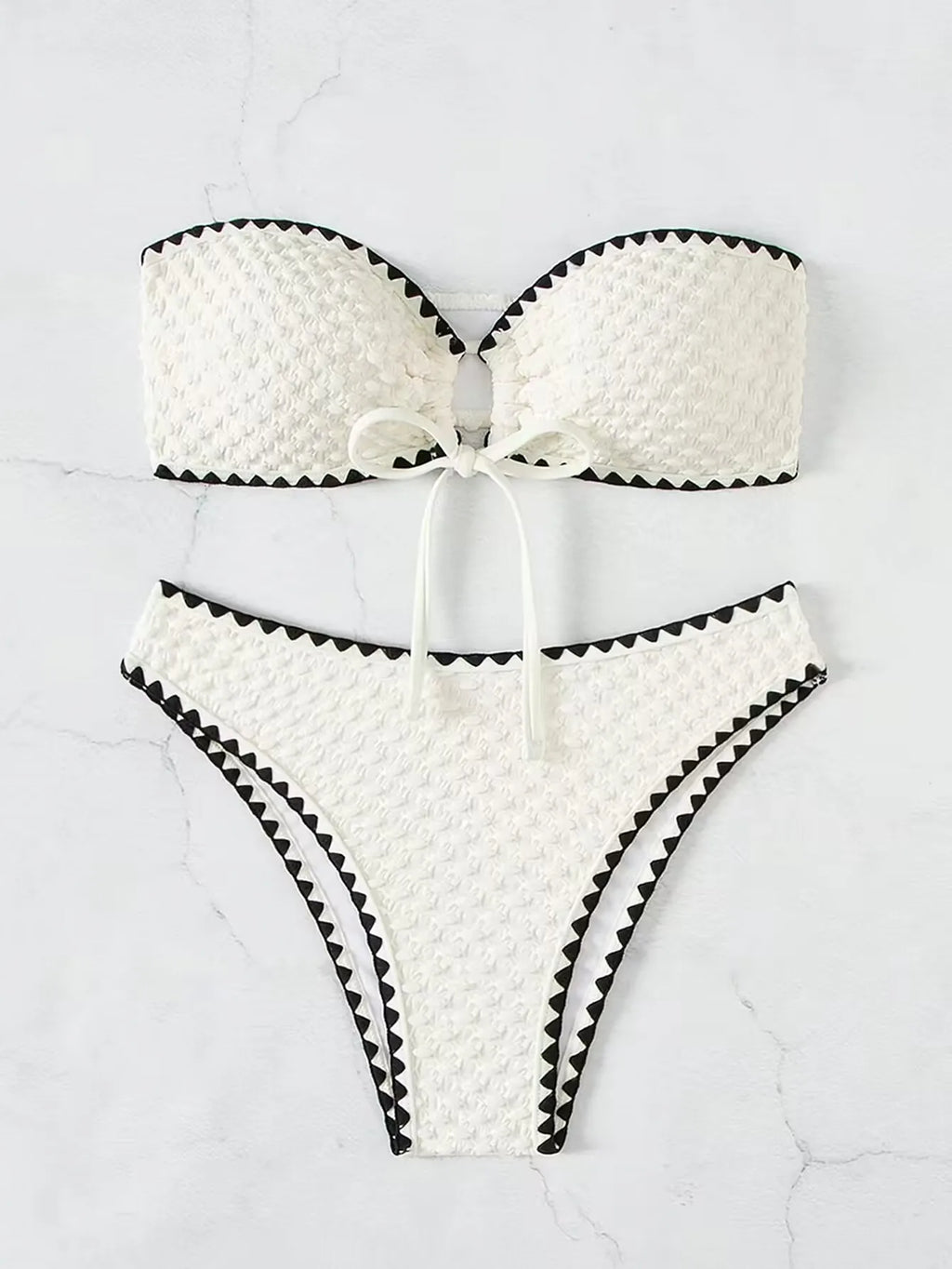 Bikini bandeau blanc femme