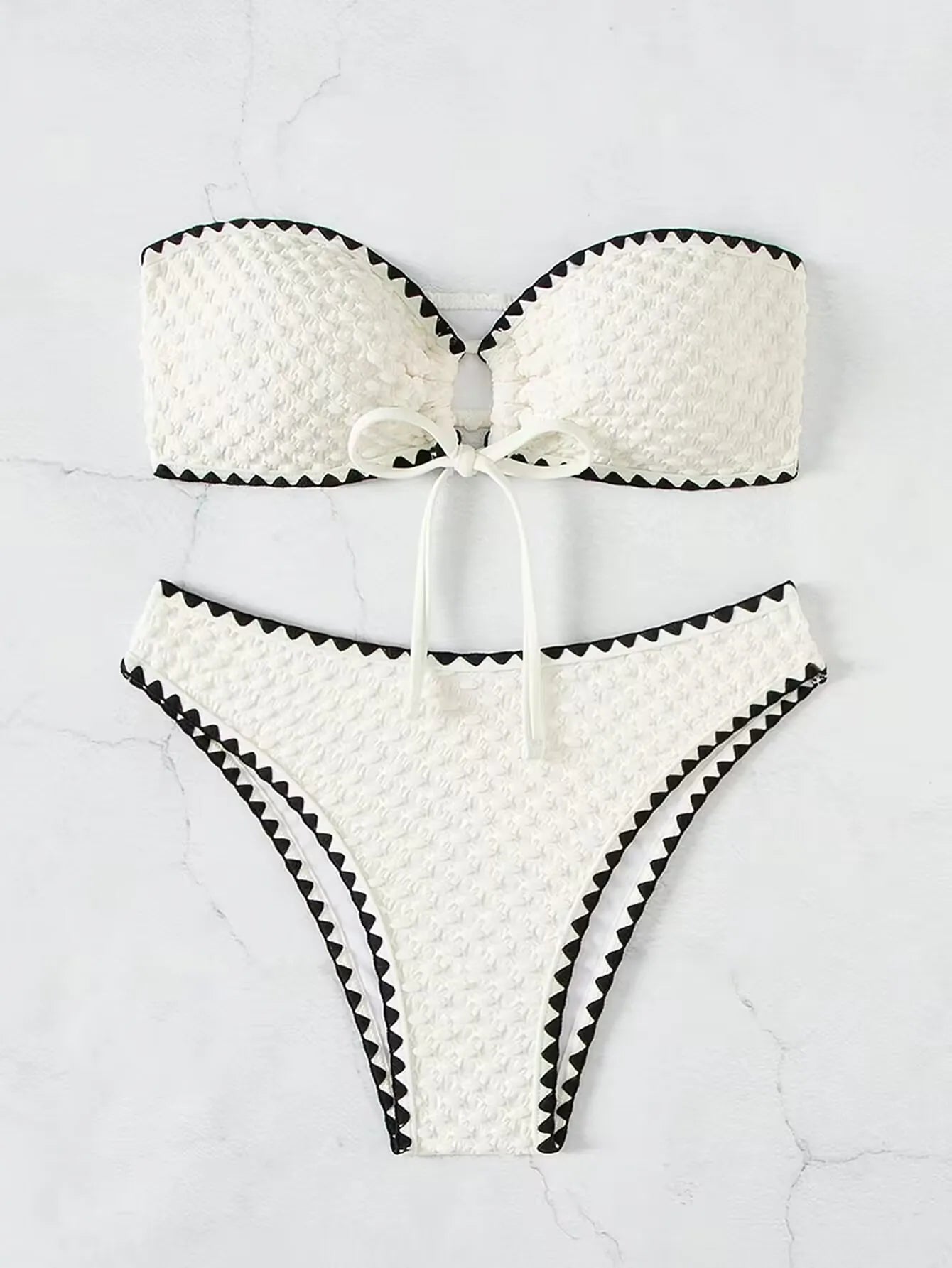 Bikini bandeau blanc femme