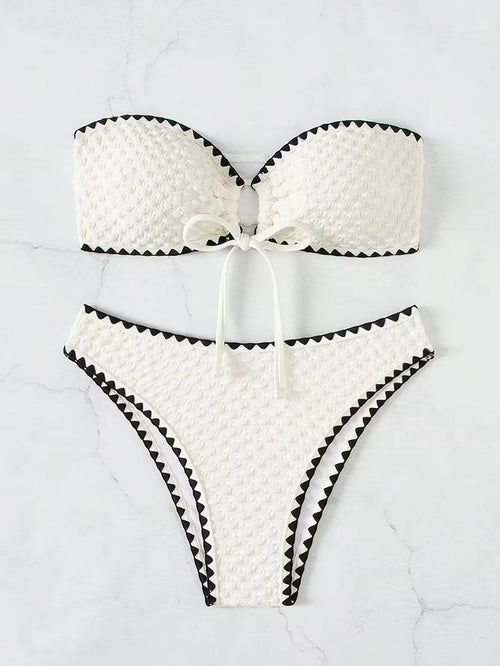 Bikini bandeau blanc femme