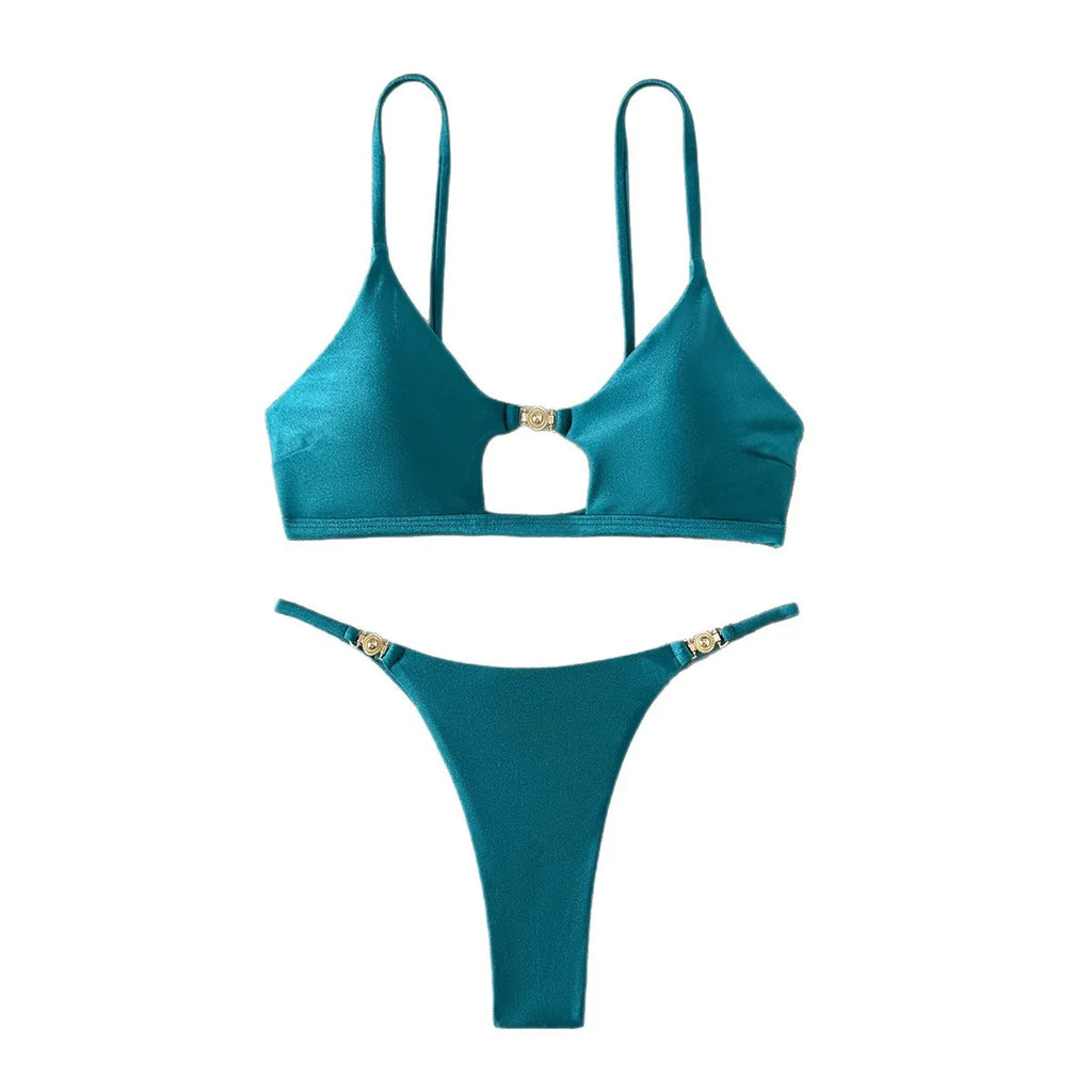 Bikini brillant triangle femme
