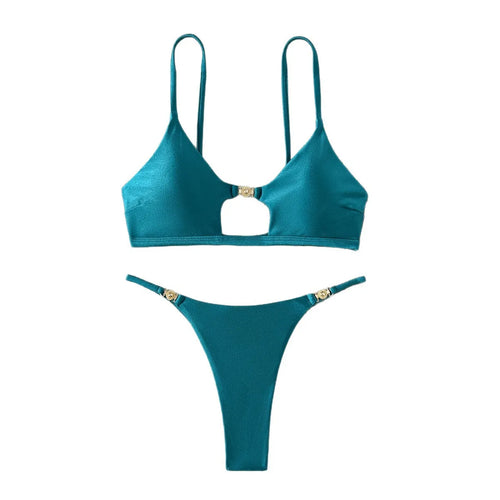 Bikini brillant triangle femme
