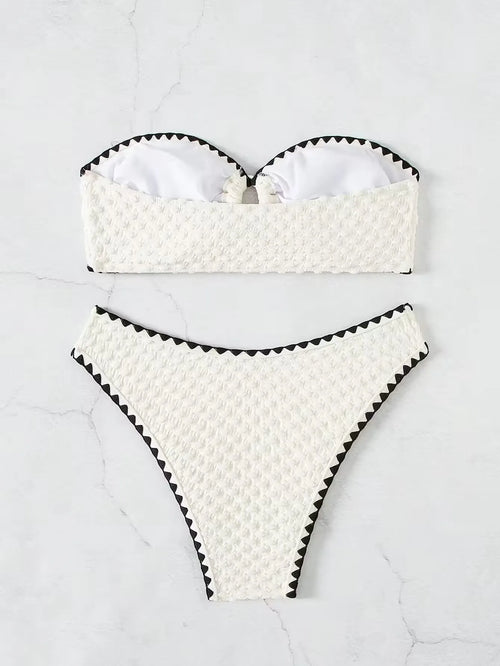 Bikini bandeau blanc femme