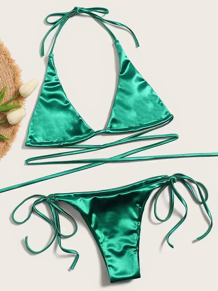 Bikini satin brésilien femme