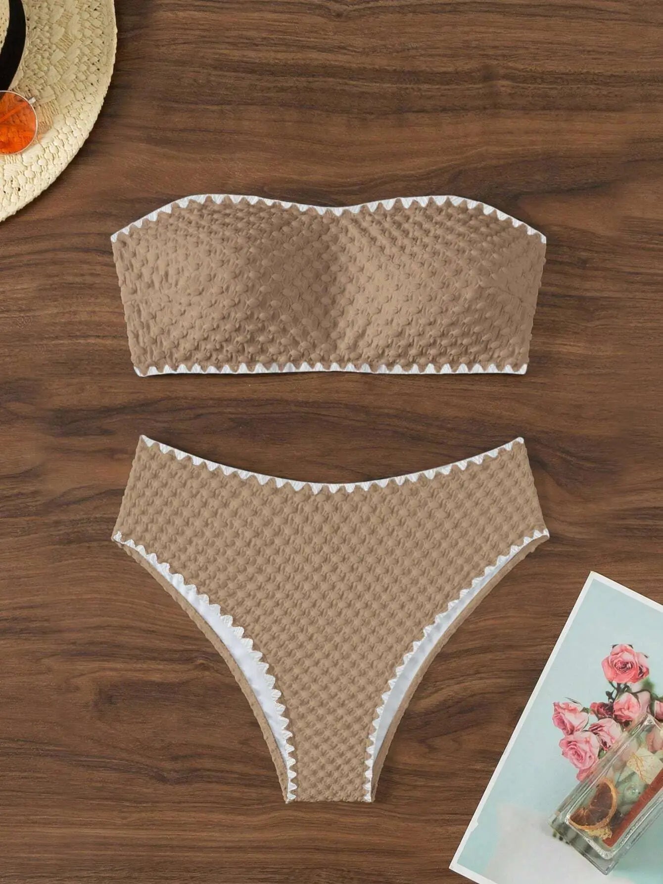 Bikini bandeau blanc femme