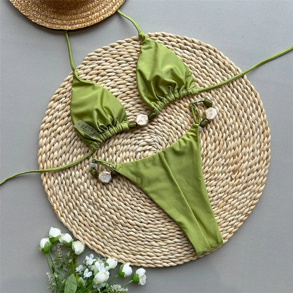 Bikini triangle vert femme