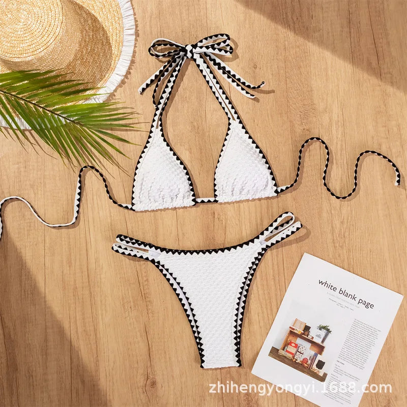 Bikini bandeau blanc femme