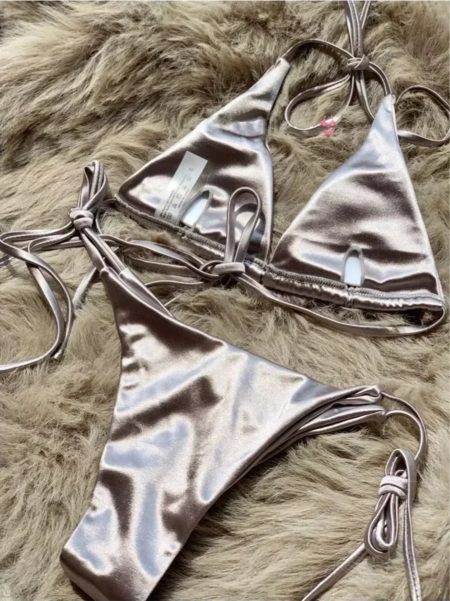 Bikini satin brésilien femme