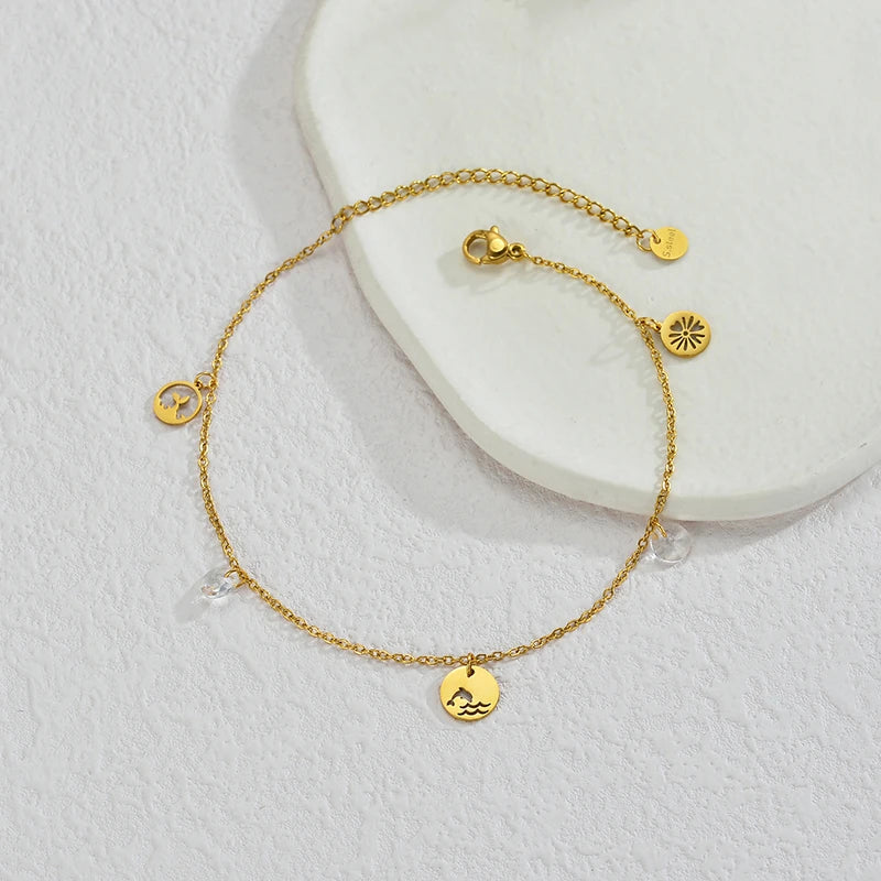 Bracelet coquillage acier doré femme
