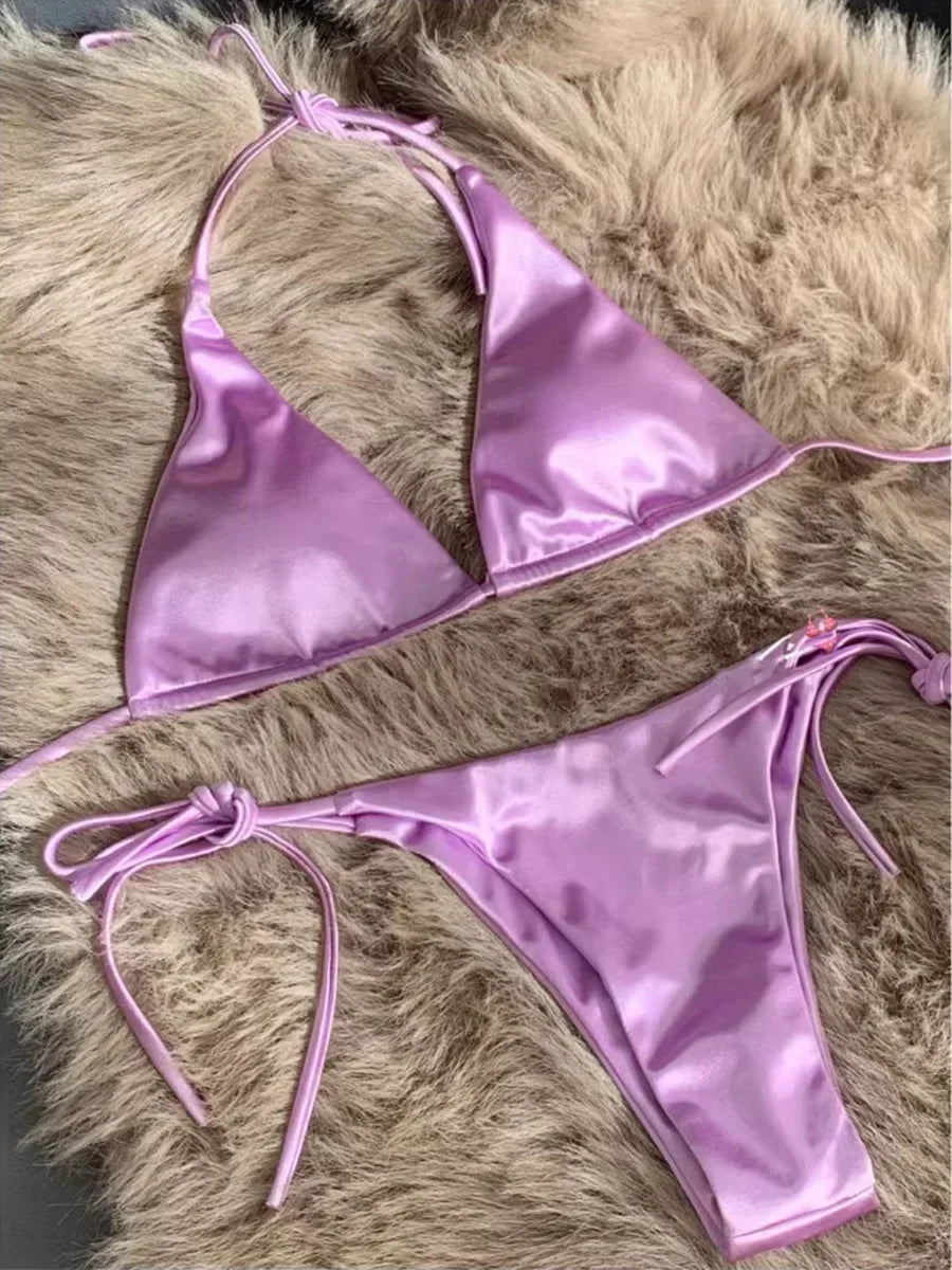 Bikini satin brésilien femme