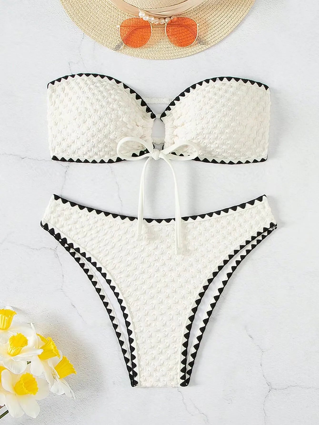 Bikini bandeau blanc femme