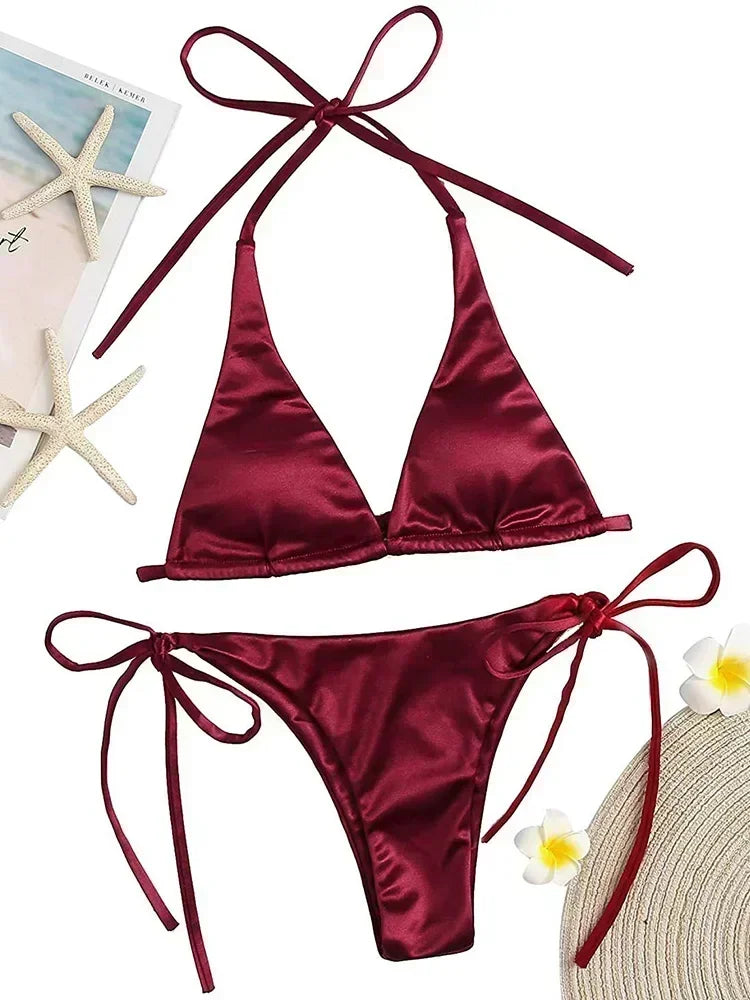 Bikini satin brésilien femme