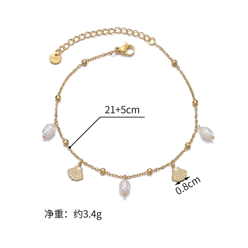 Bracelet coquillage acier doré femme
