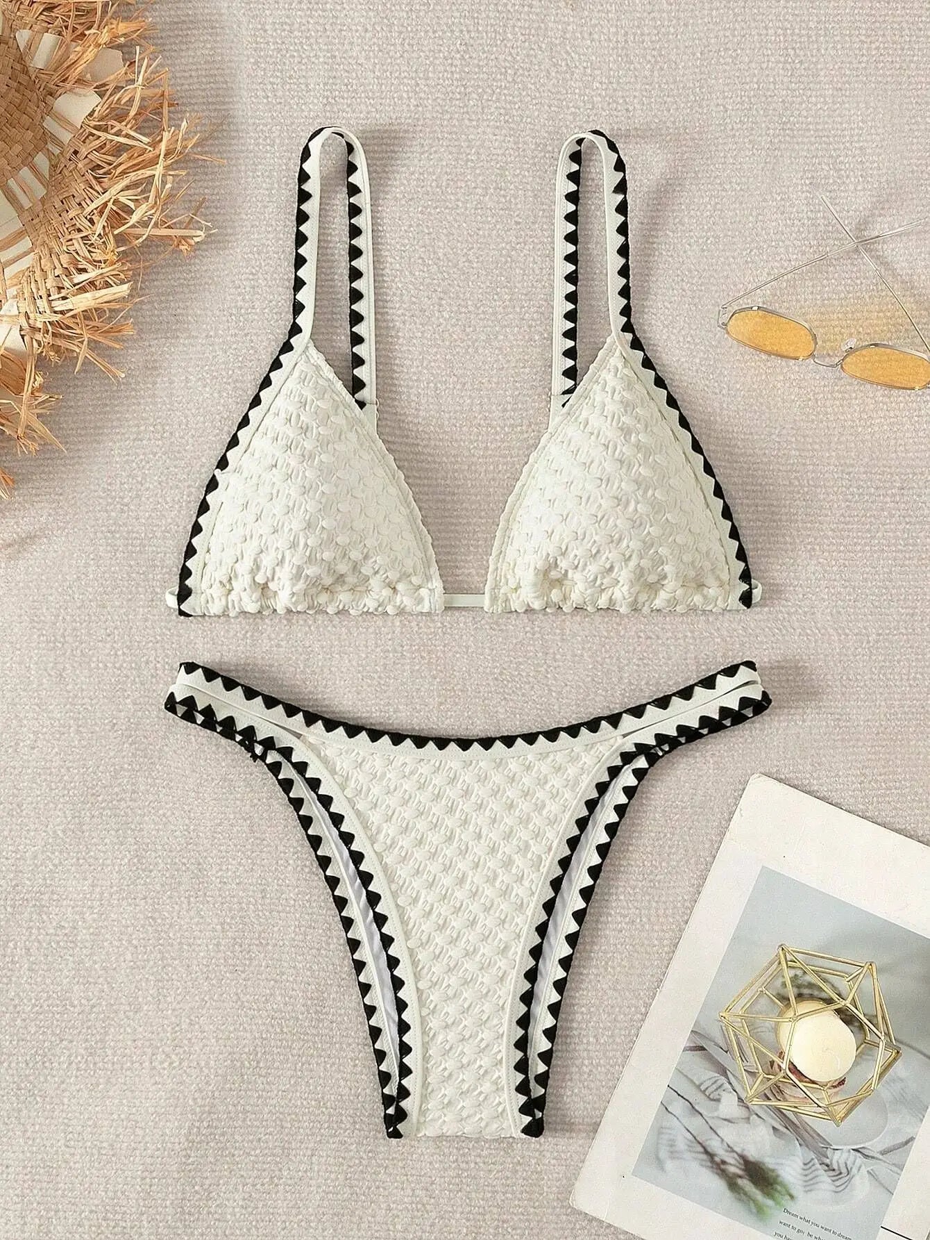 Bikini bandeau blanc femme