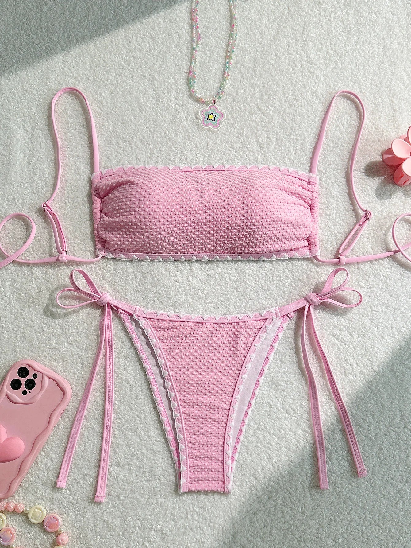 Bikini bandeau blanc femme