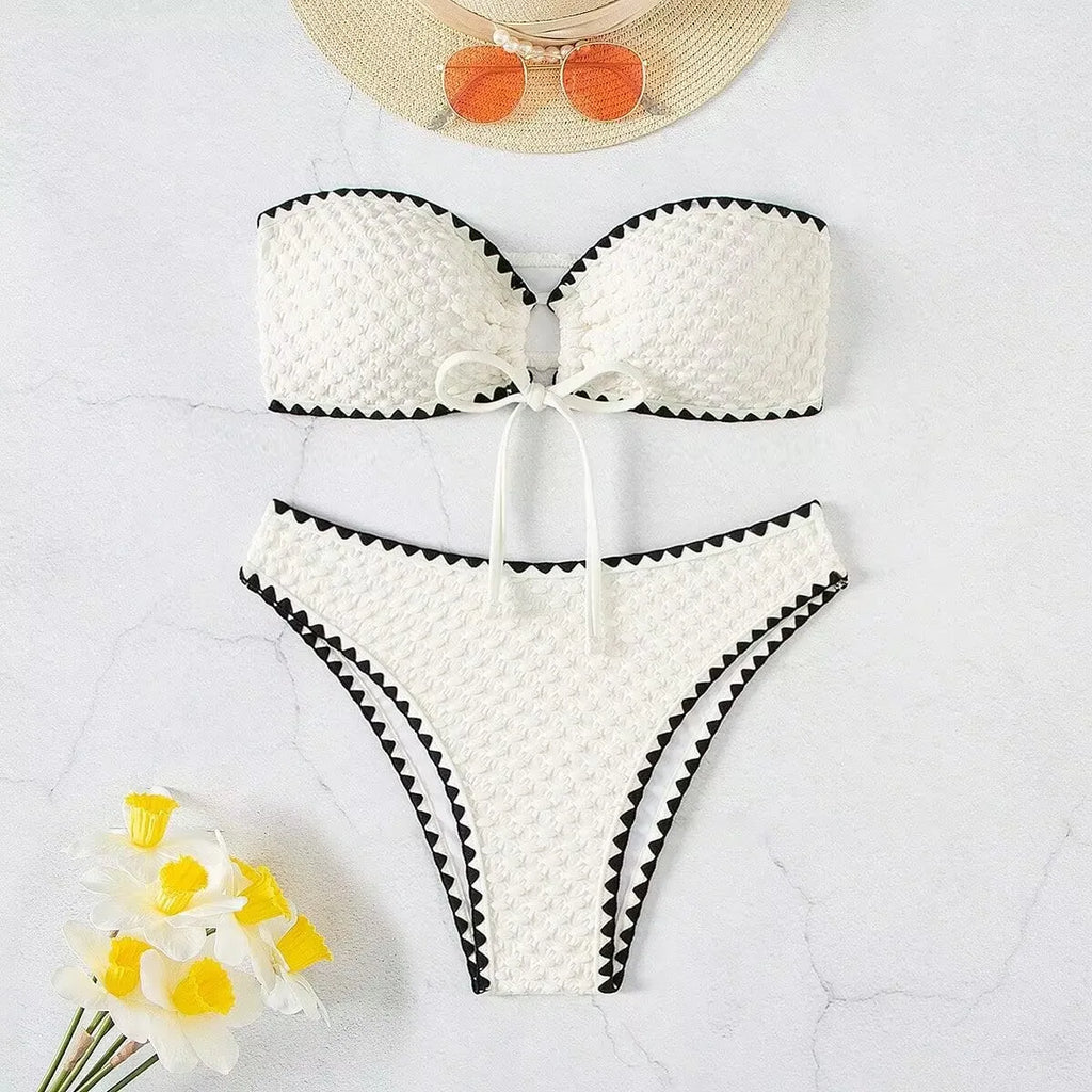 Bikini bandeau blanc femme