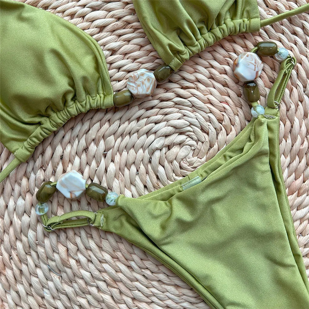 Bikini triangle vert femme
