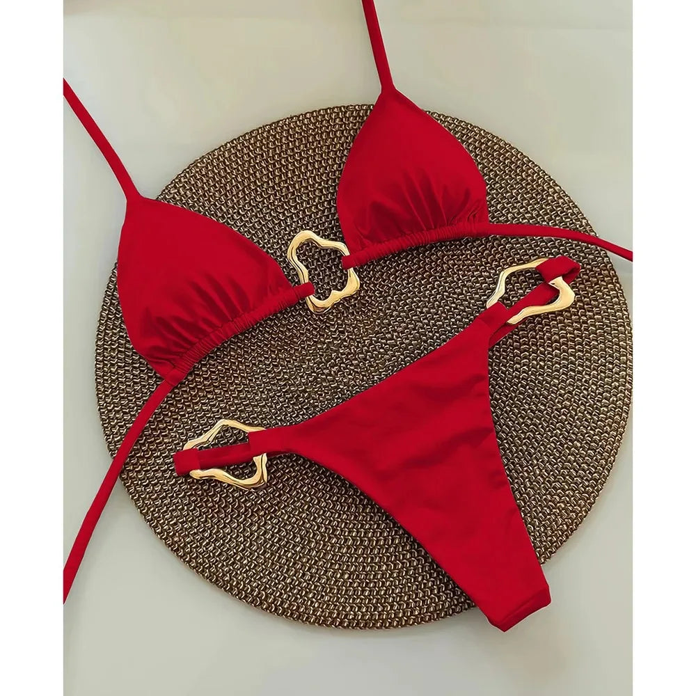 Bikini lacets fendu femme