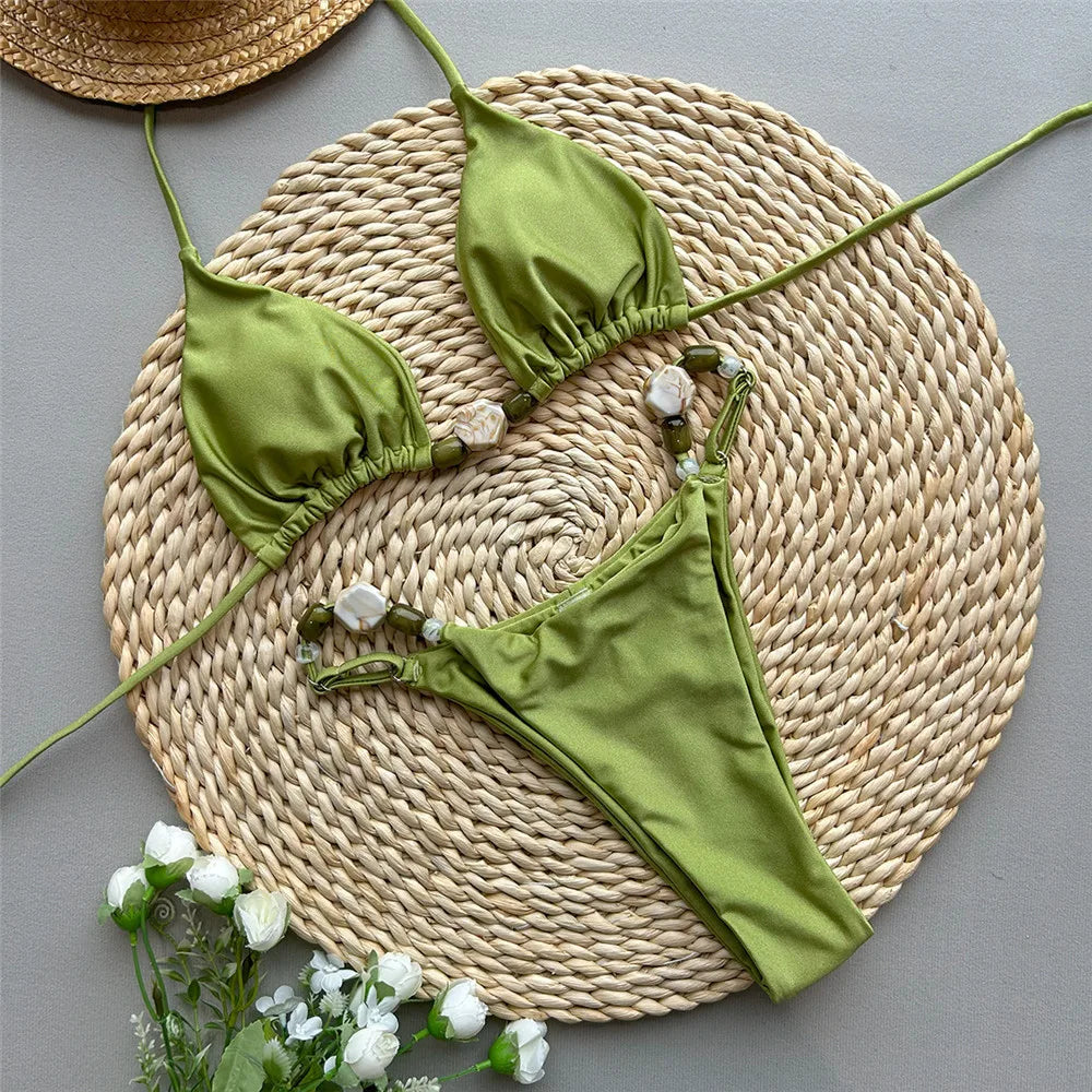 Bikini triangle vert femme