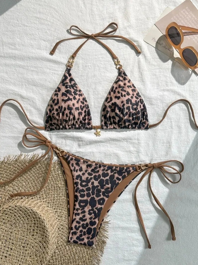 Bikini pois noir blanc femme