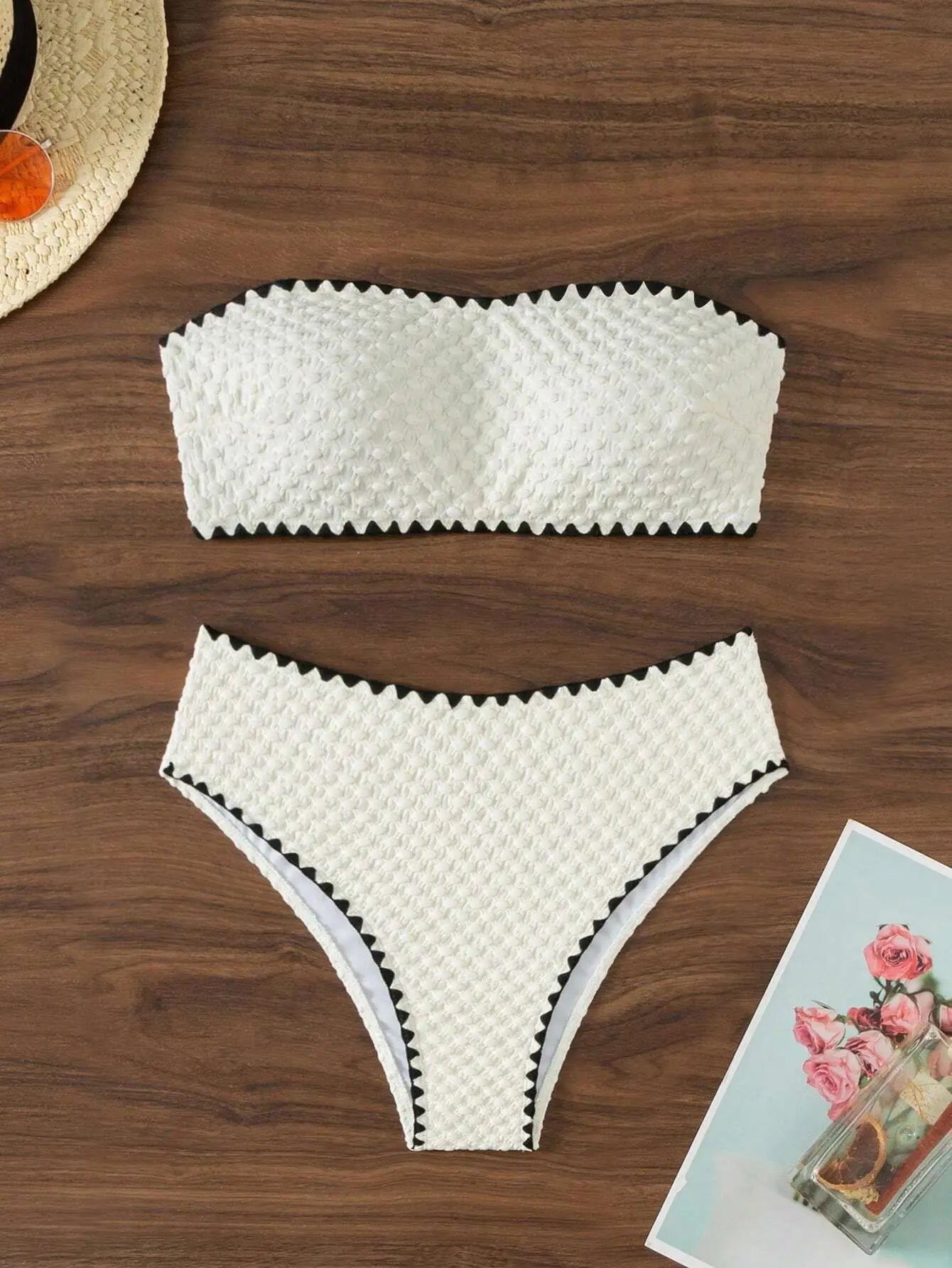 Bikini bandeau blanc femme