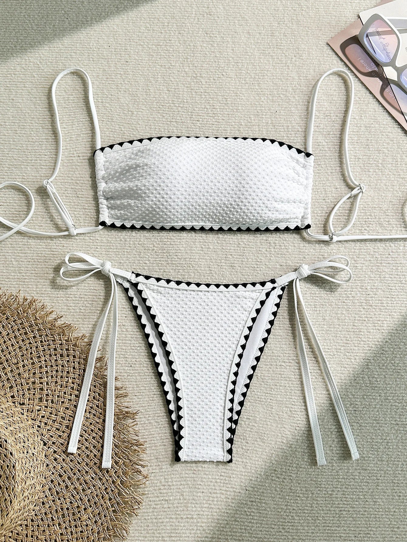 Bikini bandeau blanc femme