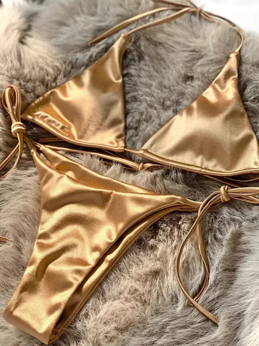 Bikini satin brésilien femme