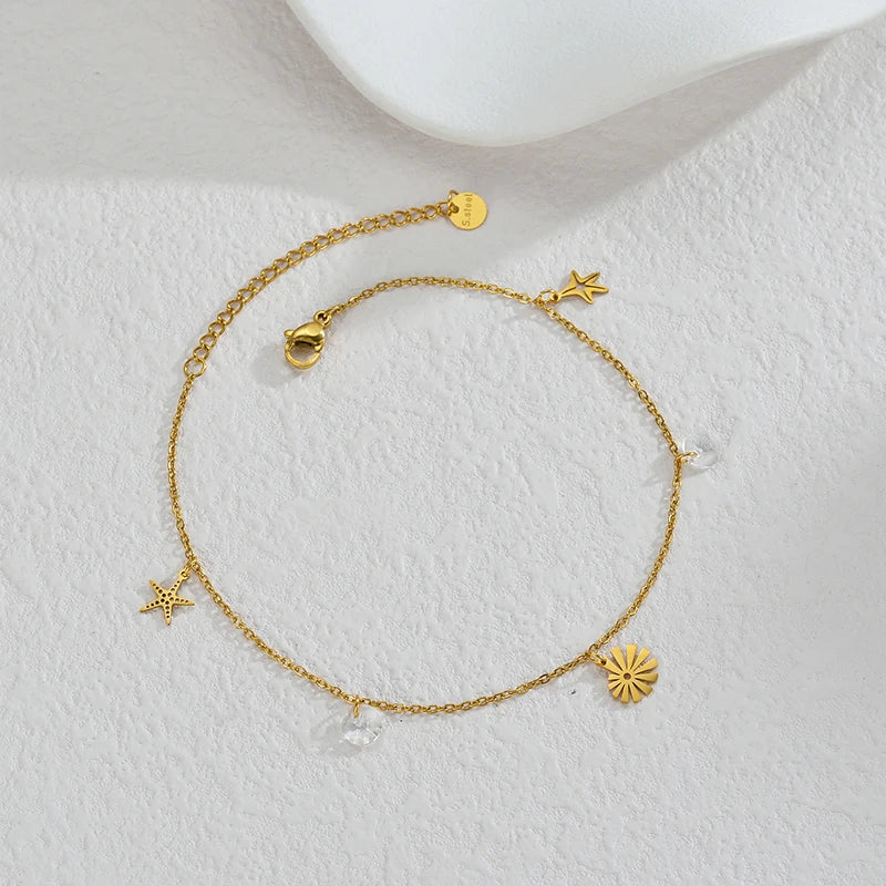 Bracelet coquillage acier doré femme