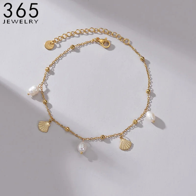 Bracelet coquillage acier doré femme