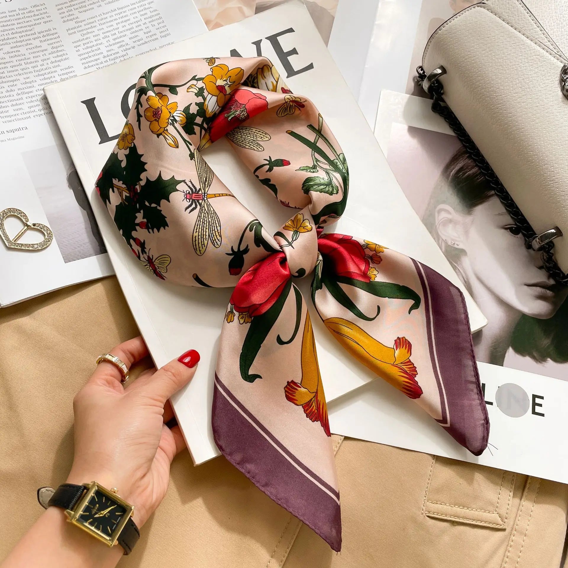 Foulard carré soie femme