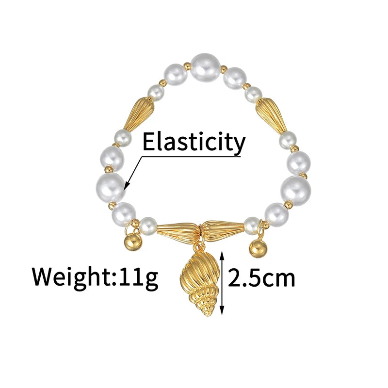 Bracelet coquillage acier doré femme