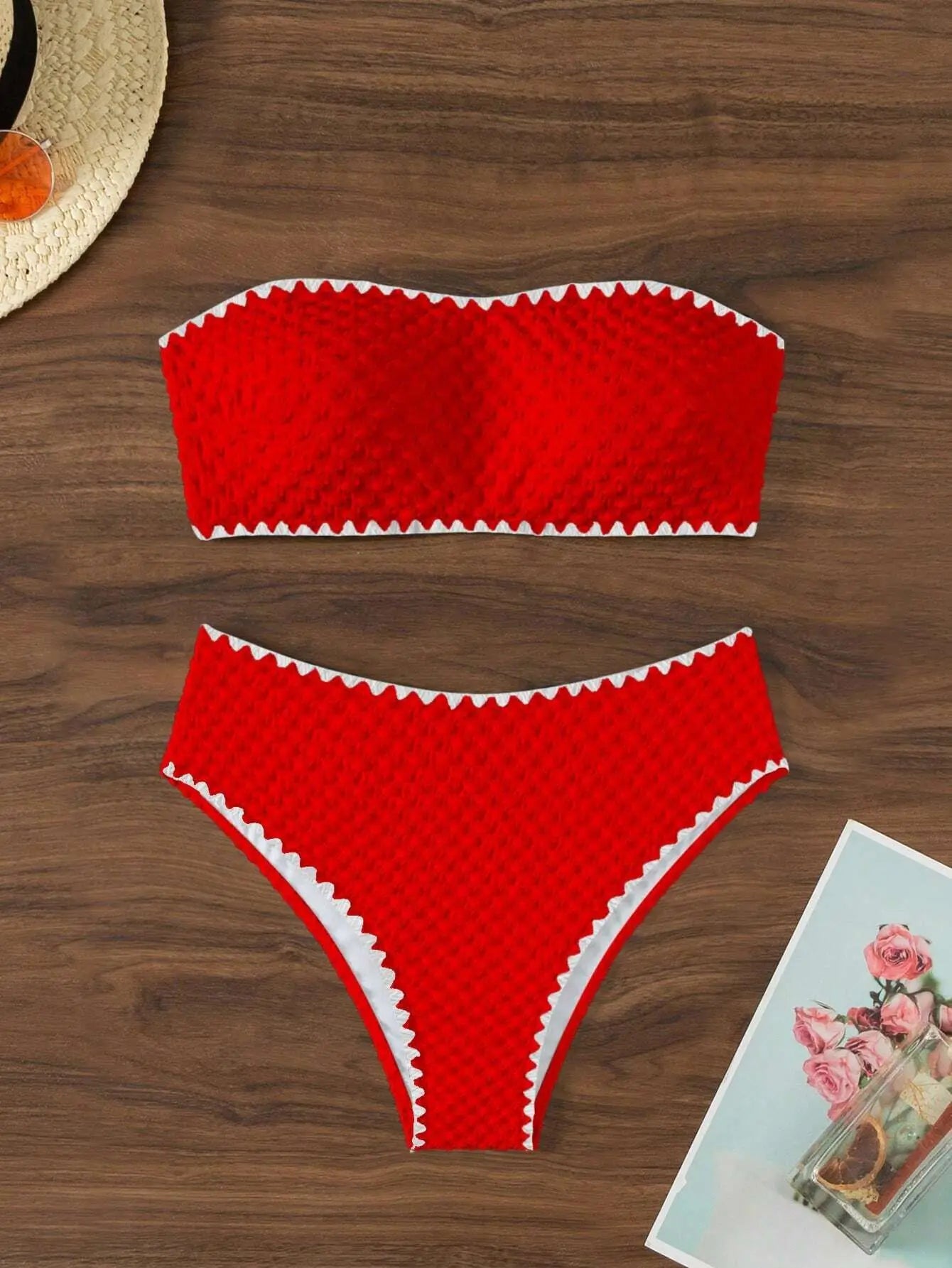 Bikini bandeau blanc femme