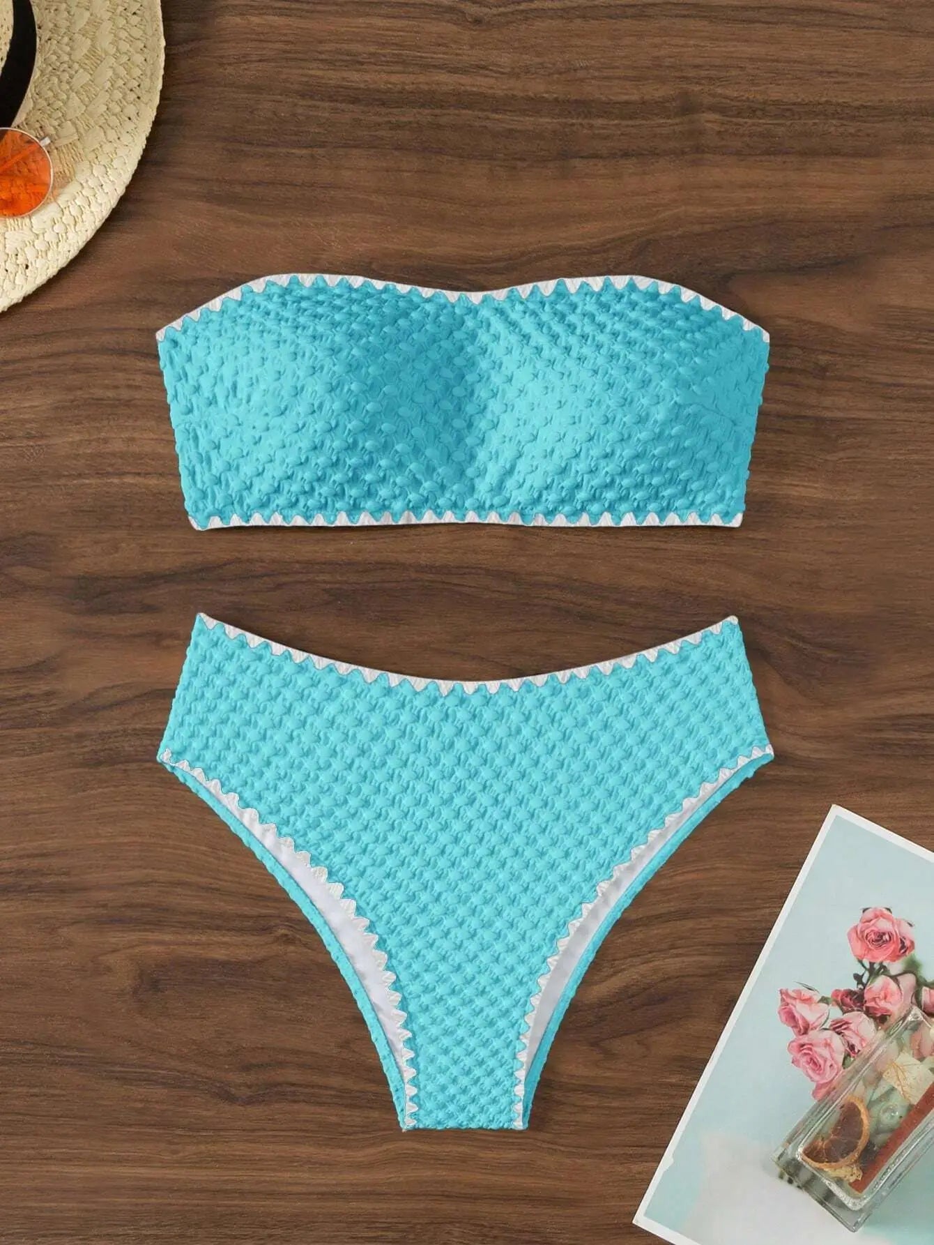 Bikini bandeau blanc femme