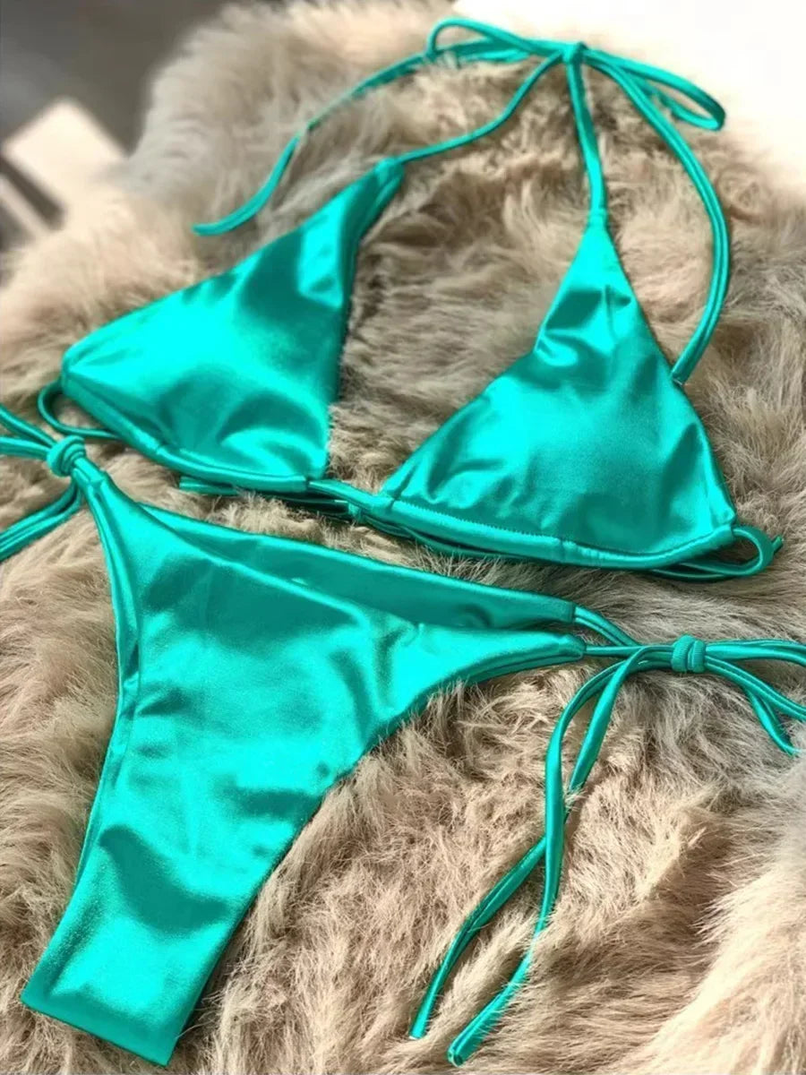 Bikini satin brésilien femme